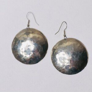 Vintage Hammered Metal Dome Earrings | Boho Artisan Statement Earrings